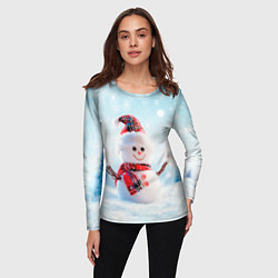 Лонгслив женский Милый снеговик, цвет: 3D-принт — фото 2