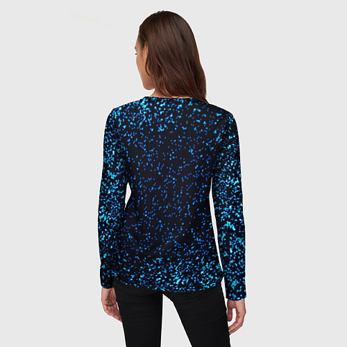 Женский лонгслив Неоновый синий блеск на черном фоне / 3D-принт – фото 4