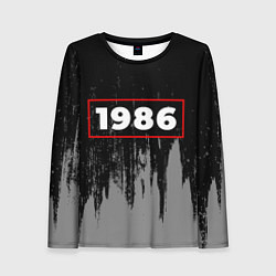 Женский лонгслив 1986 - в красной рамке на темном