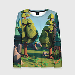 Лонгслив женский Воксельный лес, цвет: 3D-принт