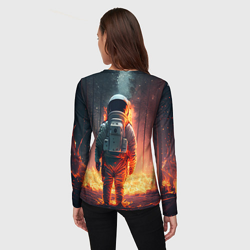 Женский лонгслив Космонавт в горящем лесу / 3D-принт – фото 4