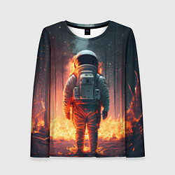 Лонгслив женский Космонавт в горящем лесу, цвет: 3D-принт