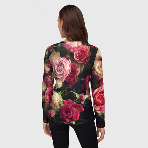 Женский лонгслив Нежные кустовые розы / 3D-принт – фото 4