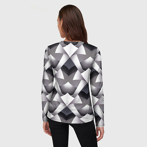 Женский лонгслив Абстрактный геометрический узор с элементами фэнте / 3D-принт – фото 4