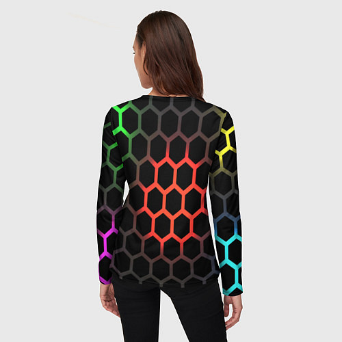 Женский лонгслив Gradient hexagon genshin / 3D-принт – фото 4