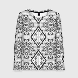 Женский лонгслив Бело-серый этнический орнамент