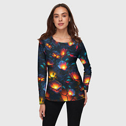 Лонгслив женский Светящиеся цветы, цвет: 3D-принт — фото 2