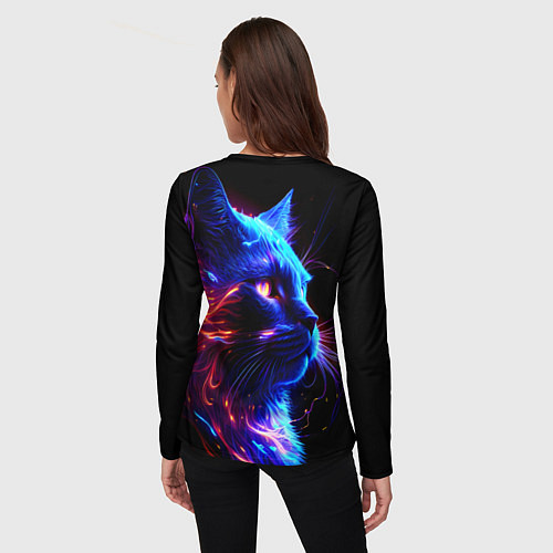 Женский лонгслив Неоновый котёнок / 3D-принт – фото 4