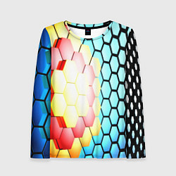 Лонгслив женский Shape abstract color, цвет: 3D-принт