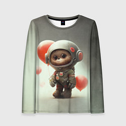 Лонгслив женский Комонавт с красными шариками, цвет: 3D-принт
