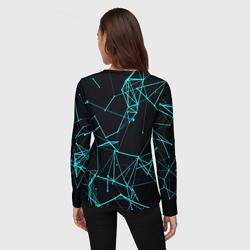 Женский лонгслив Лучи абстракции неоновые / 3D-принт – фото 4