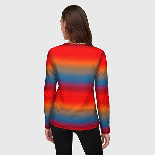 Женский лонгслив Оранжево-синие размытые полосы / 3D-принт – фото 4
