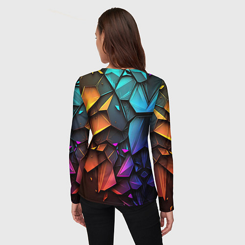 Женский лонгслив Неоновая абстрактная чешуя дракона / 3D-принт – фото 4