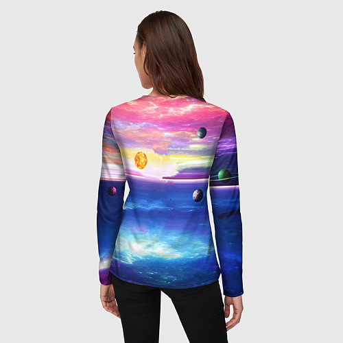 Женский лонгслив Детёныш пришельца - нейросеть - неон / 3D-принт – фото 4