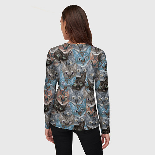 Женский лонгслив Паттерн с котиками / 3D-принт – фото 4