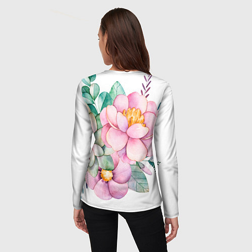 Женский лонгслив Пастельные цветы - посередине / 3D-принт – фото 4