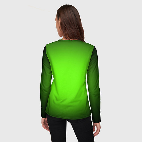 Женский лонгслив Кислотный зеленый с градиентом / 3D-принт – фото 4