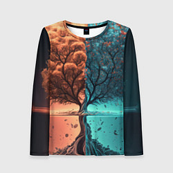 Лонгслив женский Таинственное дерево в озере, цвет: 3D-принт