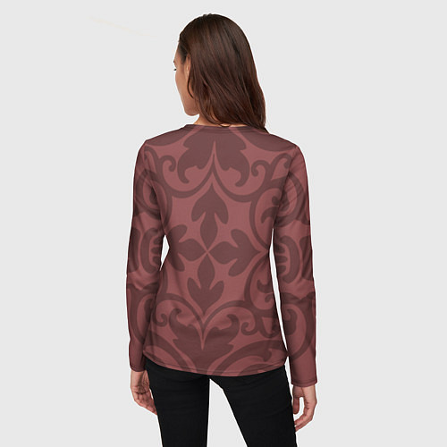 Женский лонгслив Красивые узоры на красном / 3D-принт – фото 4