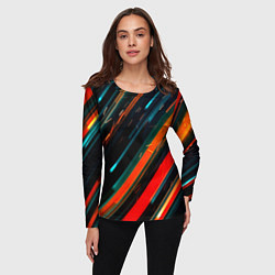 Лонгслив женский Искры огня на полосах, цвет: 3D-принт — фото 2