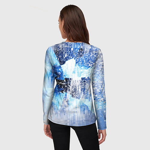 Женский лонгслив Ледяной и пиксельный паттерн / 3D-принт – фото 4