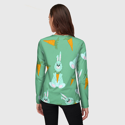 Женский лонгслив Зайка с морковкой паттерн / 3D-принт – фото 4