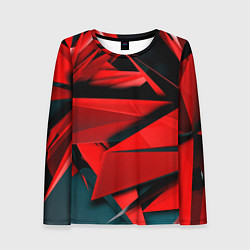 Лонгслив женский Острые осколки красные, цвет: 3D-принт