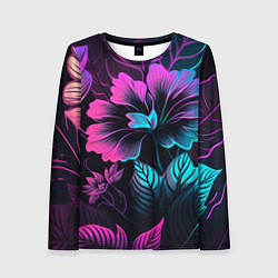 Лонгслив женский Неоновый цветок, цвет: 3D-принт