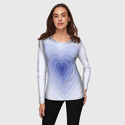 Лонгслив женский Голубое сердце градиент, цвет: 3D-принт — фото 2