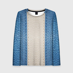 Лонгслив женский Кожа синяя белая, цвет: 3D-принт