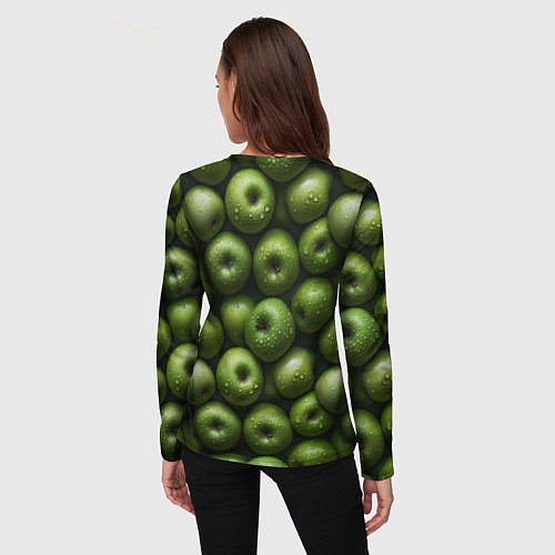 Женский лонгслив Сочная текстура из зеленых яблок / 3D-принт – фото 4