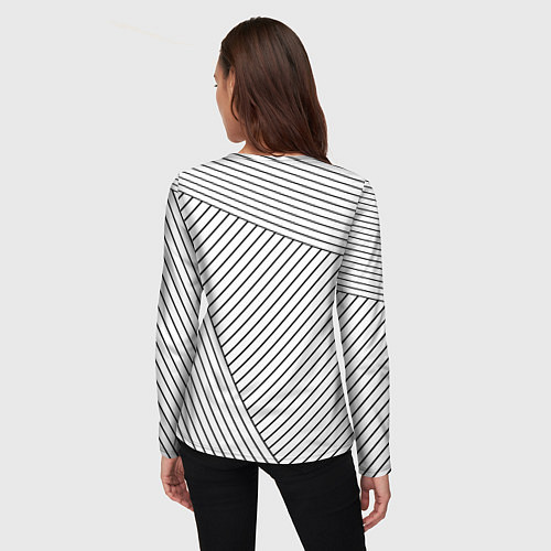 Женский лонгслив Символ No Mans Sky на светлом фоне с полосами / 3D-принт – фото 4