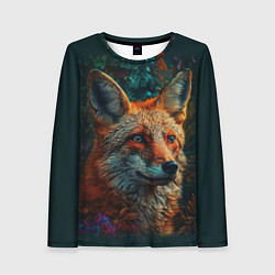 Лонгслив женский Лис в цветах, цвет: 3D-принт
