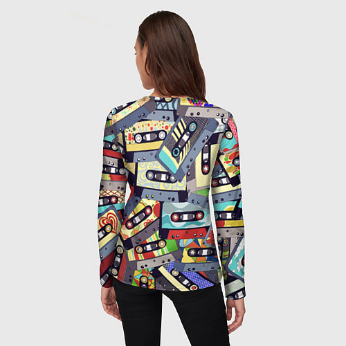 Женский лонгслив Касеты 80-е / 3D-принт – фото 4