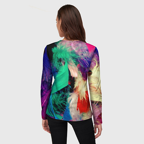Женский лонгслив Неоновые перья павлина / 3D-принт – фото 4