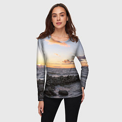 Лонгслив женский Закат солнца на Финском заливе, цвет: 3D-принт — фото 2