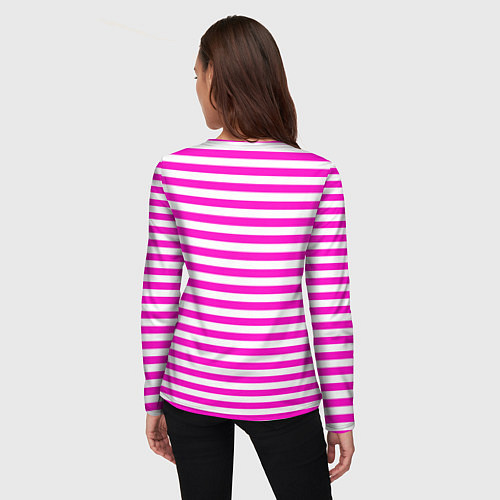 Женский лонгслив Ярко-розовые полосы / 3D-принт – фото 4