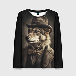 Лонгслив женский Волк - винтажное фото, цвет: 3D-принт