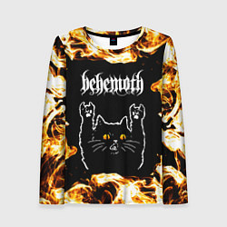 Лонгслив женский Behemoth рок кот и огонь, цвет: 3D-принт