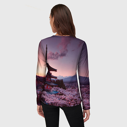 Женский лонгслив Японский городок / 3D-принт – фото 4