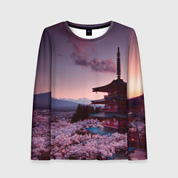 Лонгслив женский Японский городок, цвет: 3D-принт