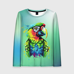 Лонгслив женский Разноцветный попугай, цвет: 3D-принт