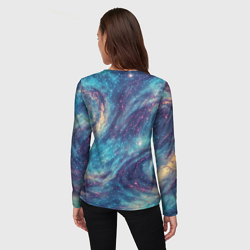 Женский лонгслив Путеводная звезда в космосе / 3D-принт – фото 4