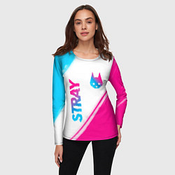 Лонгслив женский Stray neon gradient style: надпись, символ, цвет: 3D-принт — фото 2