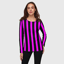 Лонгслив женский В полоску черного и фиолетового цвета, цвет: 3D-принт — фото 2