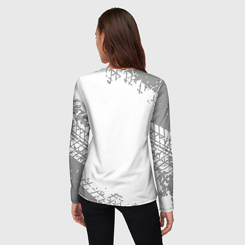 Женский лонгслив Lamborghini speed на светлом фоне со следами шин / 3D-принт – фото 4