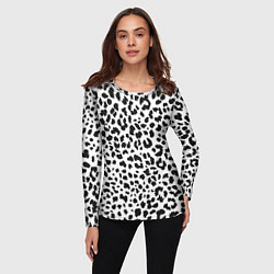 Лонгслив женский Черные леопардовые пятна, цвет: 3D-принт — фото 2