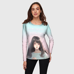 Лонгслив женский Девушка аниме в пастельных оттенках, цвет: 3D-принт — фото 2