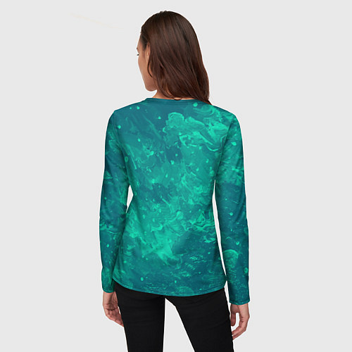 Женский лонгслив Художественный зелёный / 3D-принт – фото 4