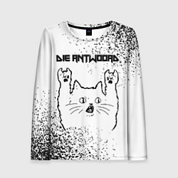 Женский лонгслив Die Antwoord рок кот на светлом фоне